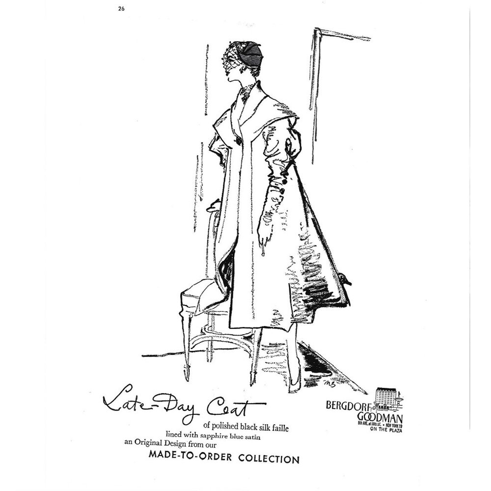 Bergdorf Goodman Made to Order Collection Coat ADVERT 1950s Vintage Print Ad 9in